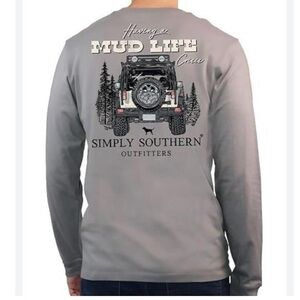 Simply Southern Mud Life Long Sleeve Shirt Gray Size Large